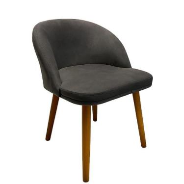 Imagem de Cadeira Pétala Slim Decorativa Tecido Veludo Pés Palito, CINZA ESCURO