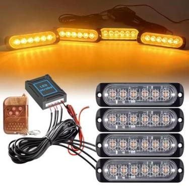 Imagem de NSKANQI Luz estroboscópica de emergência LED 4x6 LED para montagem em superfície, luzes piscantes de emergência, luzes de cuidado de construção para caminhões, veículos de bombeiro, quadriciclo, SUV
