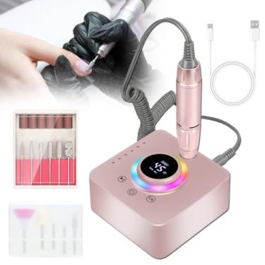 Imagem de Furadeira elétrica para unhas, conjunto profissional de furadeira portátil de 45.000 RPM para manicure e pedicure, suporte incluso com bateria de 14,8 Wh e 11 brocas
