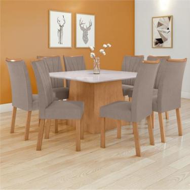Imagem de Conjunto Sala de Jantar 8 Lugares Quadrada Tampo Vidro/MDF Mesa Nevada