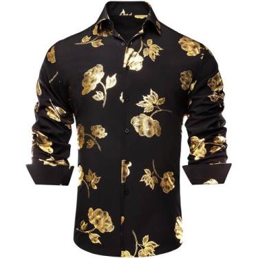 Imagem de Camisa social Hi-Tie para homens com impressão 3D com botão de manga c