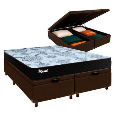 Imagem de Cama Box Bau Blindado Casal + Colchão Molas Ensacadas Life Gold Paropas