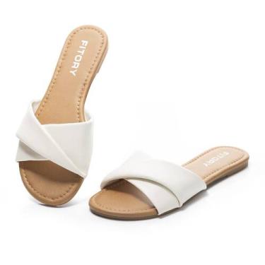 Imagem de Sandália feminina FITORY Flat Summer Slide branca US11