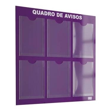 Imagem de Quadro De Aviso Gestão Á Vista 6 Displays A4 ACM Roxo - DC Express