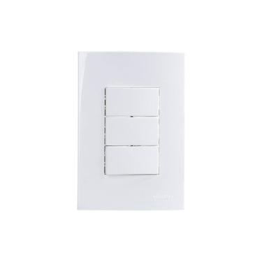 Imagem de  Interruptor P. Triplo MarGirius Sleek 10A com Placa 4x2 Branco