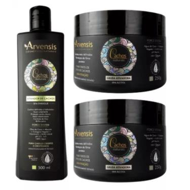 Imagem de Kit Arvensis Cachos Ativador Crespos 500ml + 2 Geleia Alta