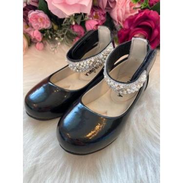 Imagem de Sapatilha Flor di Mila Preta com Pérolas Luxo para Meninas - FlorDiMil