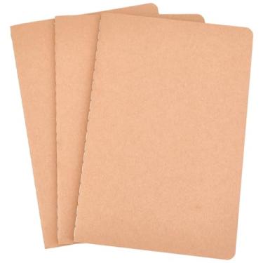 Imagem de CRASPIRE Cadernos de viagem em branco, 3 peças, refil de cadernos A5, 76 páginas, 20 x 14 cm, cadernos costurados à mão, composição de trabalho para escola, escritório, diário, desenho, planejador de