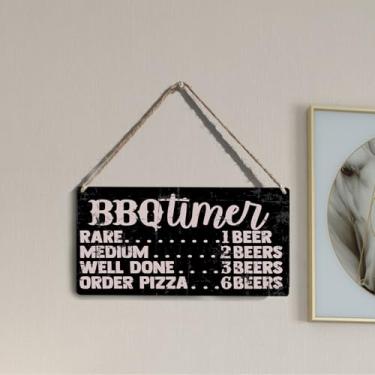 Imagem de Cronômetro de churrasco engraçado decoração de parede vintage homem caverna decoração de churrasco citação placas de parede para casa cozinha restaurante acampamento dia dos pais aniversário churrasco