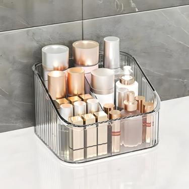 Imagem de Organizador de maquiagem de acrílico com divisórias – Suporte de armazenamento de cosméticos ajustável para batom, sombra, pó, acessórios de mesa, organização de penteadeira