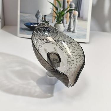 Imagem de Saboneteira com ventosa - Suporte antiderrapante de 13 x 9 x 9 cm, bandeja de drenagem destacável, impermeável PP+ABS, cinza transparente e verde