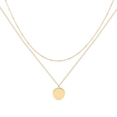 Imagem de Colar em camadas para mulheres, banhado a ouro, gargantilha delicada, pingente empilhável, conjunto de colar de ouro, joias modernas, presentes, One Size, Metal, Sem Pedra Preciosa