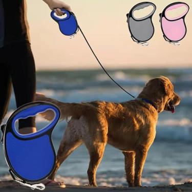 Imagem de Coleira retrátil automática para cães, opções de 196,85 pol/118,11 pol, fita de nylon durável com alça antiderrapante e design sem emaranhados, coleira portátil para passear com cães pequenos e médios