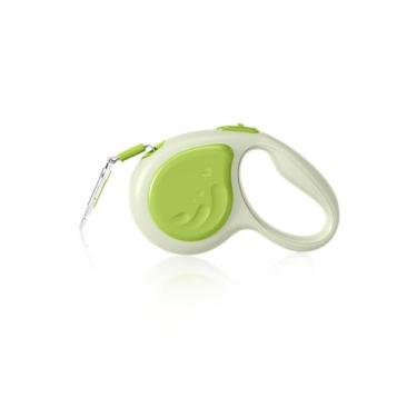 Imagem de Coleira retrátil de 16,5 m, fita de nylon para cães pequenos de até 11,8 kg, função de freio e pausa com uma mão (verde baleia)