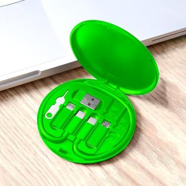 Imagem de Caixa organizadora de cabos multifuncional, caixa de armazenamento e gerenciamento de cabos para carregamento e fones de ouvido, verde