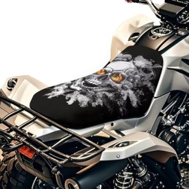 Imagem de Qpednta Capa de assento de quadriciclo de caveira moderna à prova d'água antiderrapante capas de assento de 4 rodas acessórios universais ATV compatíveis com Polaris Sportsman Polaris Scrambler Honda