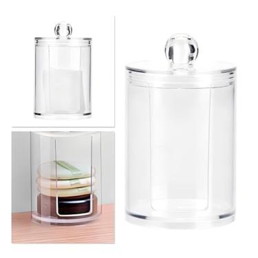 Imagem de Porta Algodão E Cotonetes Acrílico Transparente Organizador Duplo Com Tampa Praticidade Elegância,Multiuso.