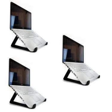 Imagem de Kit 3 Suportes Notebook Universal Acrílico Abertura Tela - KL Master F