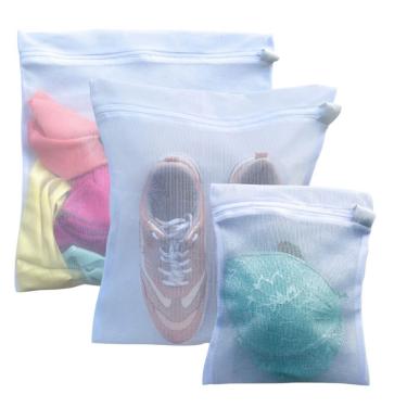 Imagem de Kit 3 Saco Telado Lava Roupa P, M E G Para Peças Delicadas Com Zíper