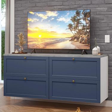 Imagem de Rack Para Tv Até 70 Polegadas 160cm 4 Gavetas Vik Madesa 04 Branco-azul