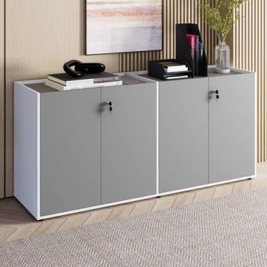 Imagem de Armário Baixo 158,5cm Duplo com 4 Portas Tampo Embutido Corporate - F5