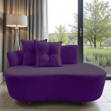 Imagem de Namoradeira Sofá Feijão Suria Orgânica Veludo Roxo - Mazzero Decor