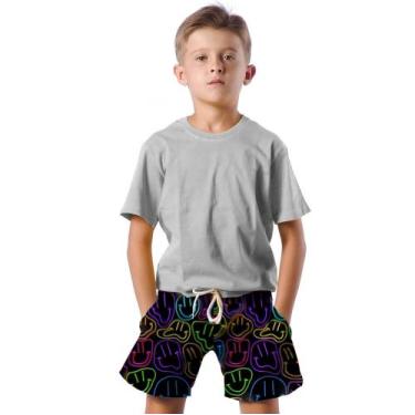Imagem de Shorts Infantil Bermuda Calção Praia Verão Emojis Rainbow Arte 232 - S