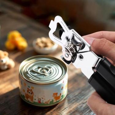 Imagem de Generic 1 abridor de latas portátil 3 em 1 abridor de latas e abridor de garrafas PP ferro prateado preto 5,5 x 18 cm