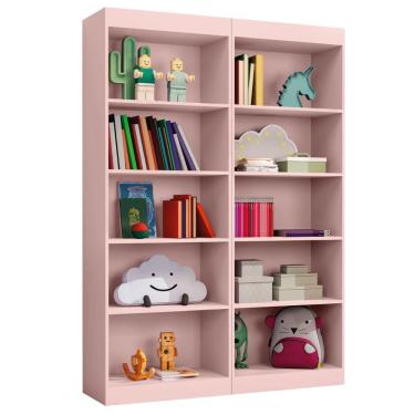 Imagem de Kit 2 Estantes Livreiro Office Multiuso 8 Prateleiras Rose J&a Rose