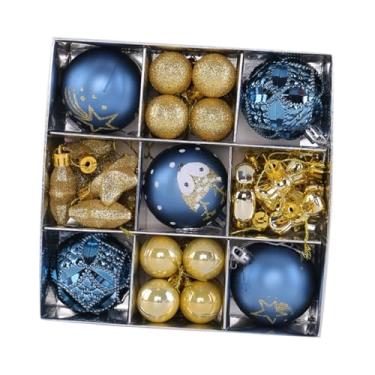 Imagem de oshhni Conjunto de 35 bolas de Natal decorativas para pendurar na árvore de Natal, ideal para celebrações, aniversários e jardins, Azul E Dourado