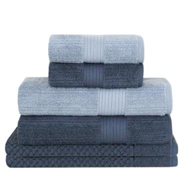 Imagem de Buddemeyer, Jogo Toalha de Banho Buddemeyer 6 Peças Luxo Fio Penteado Premium Alta Absorção Cor:Azul C. 1284 e Azul E. 1950