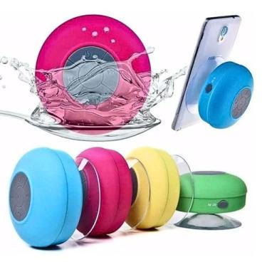 Imagem de MINI Caixa de Som Bluetooth à Prova D'água, 5W, Portátil, com Ventosa, Bateria Recarregável, Alcance 8m, Microfone Embutido, Múltiplas Cores (Azul)