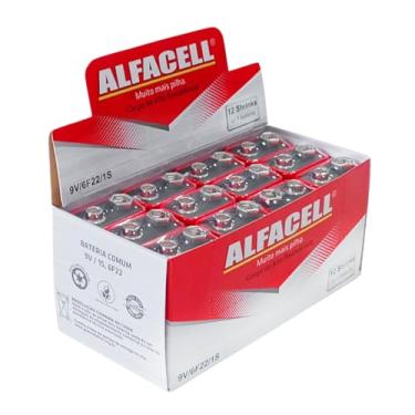 Imagem de Caixa com 12 Baterias 9V Alfacell Comuns