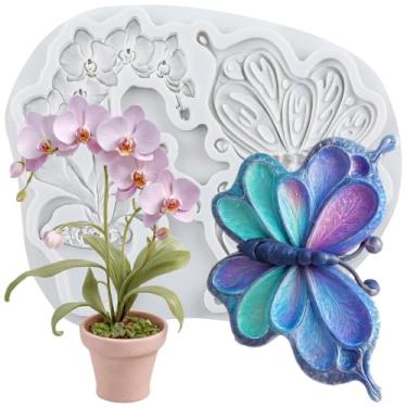 Imagem de MYPRACS Molde de silicone para fondant de orquídea para decoração de bolos de açúcar, topo de cupcake, pasta de goma de chocolate, argila de polímero
