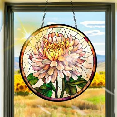 Imagem de Acrílico colorido, apanhador de sol, decoração de janela suspensa de flores, arte de parede de arco-íris, para sala de estar, quarto, varanda, interior e exterior, jardim, enfeites de Natal, decoração