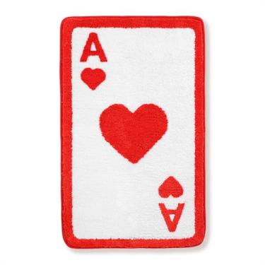 Imagem de Tapete de banheiro de pôquer engraçado, ás de espadas, tapetes de banho extra macios e absorventes, lavar à máquina, secar à máquina, tapete antiderrapante para banheira, chuveiro e banheiro, coração