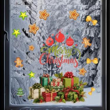 Imagem de Adesivos de parede de Natal PVC decorações de férias para janelas e paredes, decalques de arte removíveis fáceis de aplicar com motivos festivos e resistente ao desbotamento para decoração sazonal da