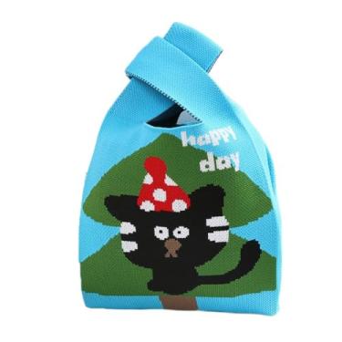 Imagem de Bolsa de lã com estampa casual de tricô de desenho animado de Natal fofa para presente de Natal (estilo B)