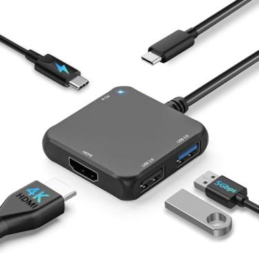 Imagem de Adaptador HDMI USB C Hub, adaptador 4 em 1 USB C para HDMI 4K com PD 100W, USB 3.0 5Gbps para MacBook, iPad Pro, XPS, Surface, estação de TV para Switch/Steam Deck Dock