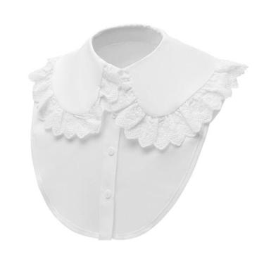 Imagem de Blusa de camisa de renda branca removível com babados, meio falsa - Yi