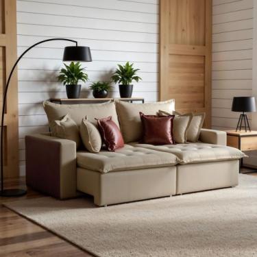 Imagem de Sofá Retrátil 2 Lugares 200cm Siena Linho - Kasacomigo Estofados