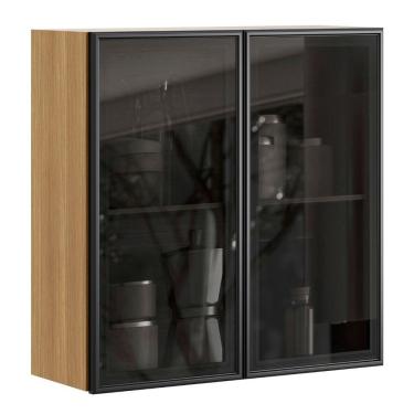 Imagem de Armário Aéreo Art 2 Portas Vidro 80 Cm Freijó Preto Kit's Paraná