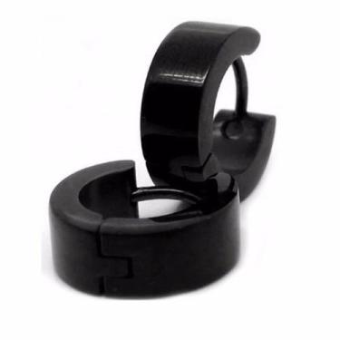 Imagem de Brinco Par Argola Lisa Articulada 4mm 6mm Masculino Aço Inox - preto 4