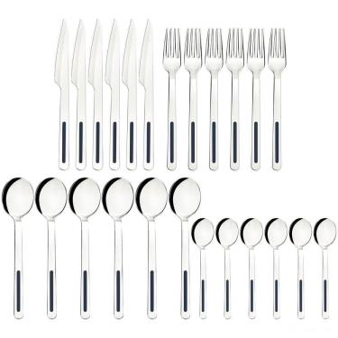 Imagem de Faqueiro Tramontina Vik Em Aço Inox Com Detalhes Em Polipropileno ônix 24 Peças Tramontina