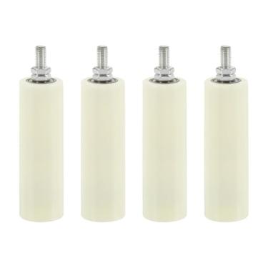 Imagem de PATIKIL Rolo de guia de portão deslizante de 15 cm x 5 cm, 4 peças de rolos de nylon ajustáveis para portão deslizante de varandas, quartos, banheiros, lojas, indústria, branco