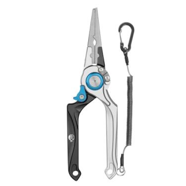 Imagem de ISCA Fishing Alicate com alça ergonômica antiderrapante e generosa, resistente à corrosão, removedor de gancho, anel dividido, cortador de linha, equipamento de pesca multifuncional, alicate de pesca