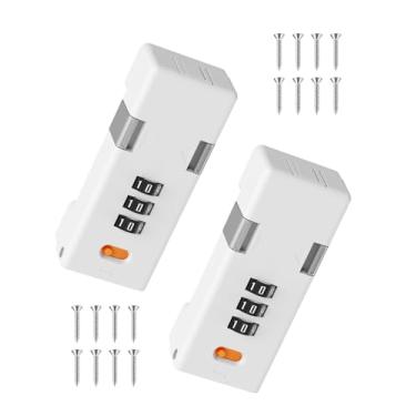 Imagem de MeBantoo Fechadura de combinação de porta de celeiro de 180 graus, fechadura de segurança doméstica sem chave com senha de 3 dígitos para armário de cozinha, gaveta, armário, portas deslizantes de