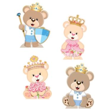 Imagem de KIT 4 Displays Chá Revelação Ursinhos 20cm - Vinil Fosco Sem Reflexo - Totem Decoração Festa Infantil Aniversário