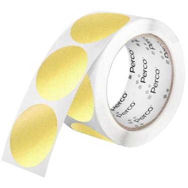 Imagem de Perco Etiquetas adesivas redondas perfuradas de 5 cm em ouro metálico — 250 adesivos redondos por rolo — com adesivo permanente para prêmios, selos de produtos, embalagens de presente, marcação de