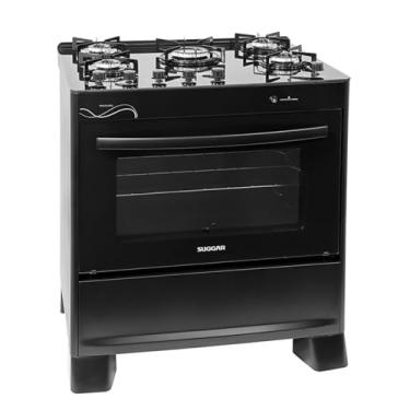 Imagem de SUGGAR FOGÃO NEO GLASS PRETO MESA DE VIDRO 5 BOCAS TREMPE 6 APOIOS ACENDIMENTO AUTOMÁTICO FGVNG510PT